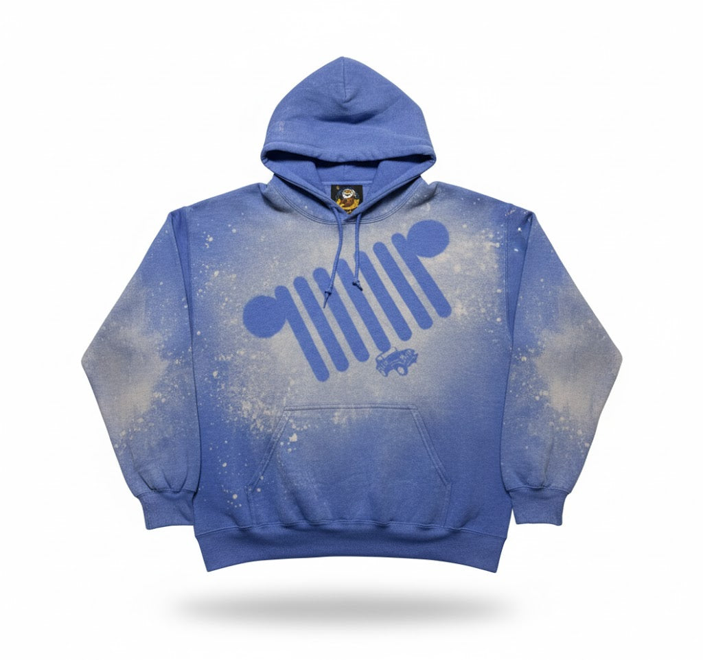 L Blue Angled Grill with Faded Sleeves